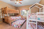 Downstairs Guest Room 4 with Twin/Queen Bunk plus XL Twin Trundle, Kids Twin/Twin Bunk and TV